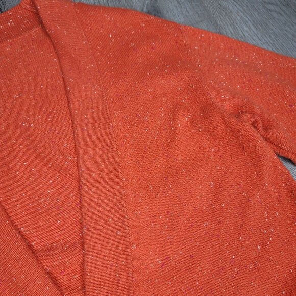 J. Jill Orange textured V-Neck One-Button Long Cotton Angora Cardigan Sweater M - Picture 5 of 8